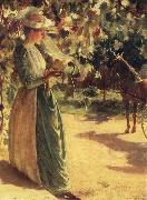 Charles Courtney Curran Woman with a horse china oil painting artist